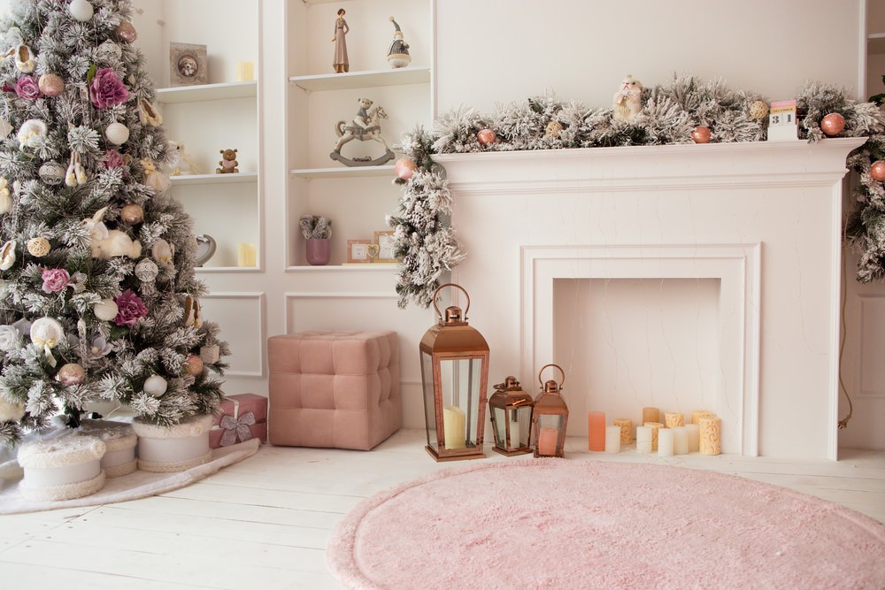 Décor Noël pastel, courtier immobilier estrie